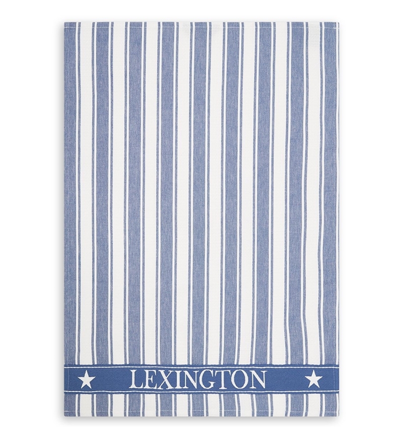 Lexington Icons Cotton Twill Waffle Striped Kitchen Towel, Blue/White