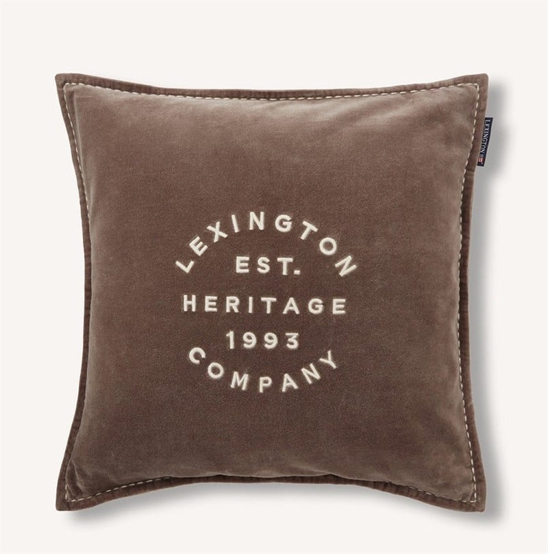 Lexington 1993 Logo Velvet Pillow Cover, Brown/beige