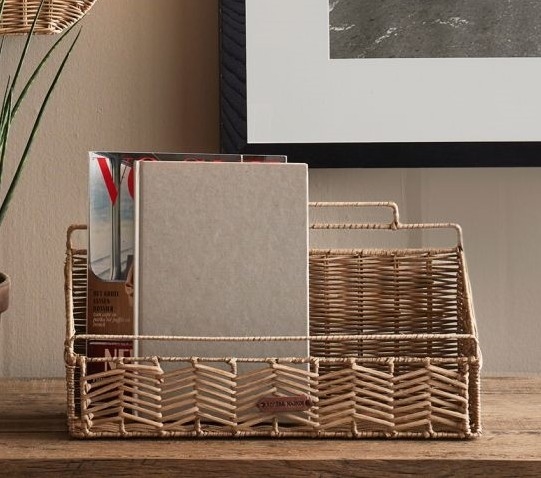 RM Rustic Rattan Desk Organiser