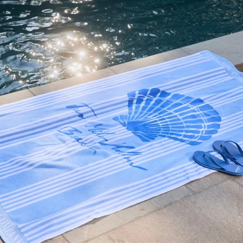 Lexington Long Island Beaches Cotton Velour Beach-Towel, blue