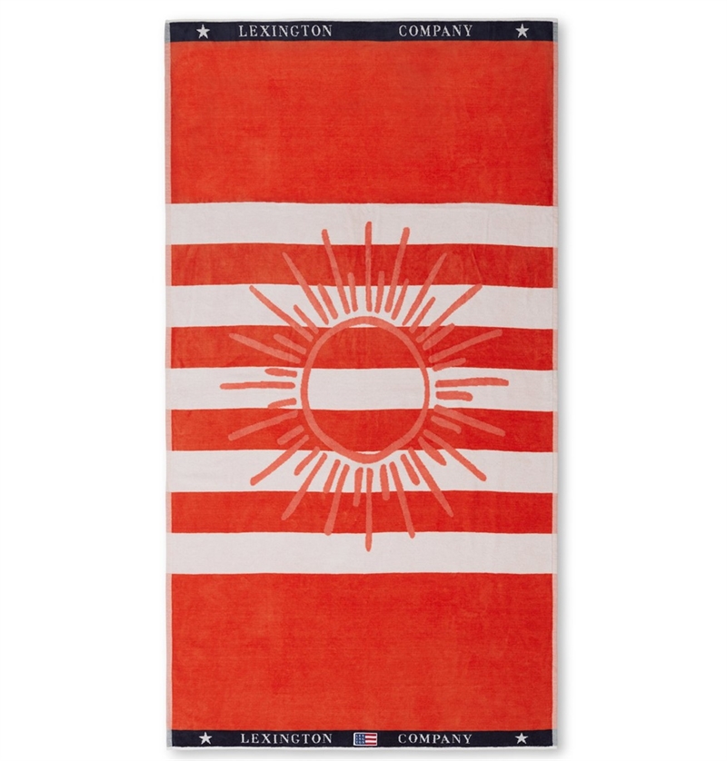 Lexington Graphic Cotton Velour Beach Towel, Coral/white