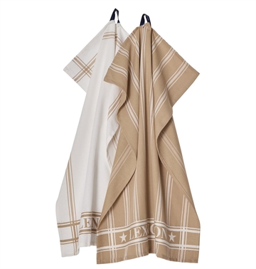Lexington Cotton Jaquard Kitchen Towel Beige, sæt m. 2 stk.