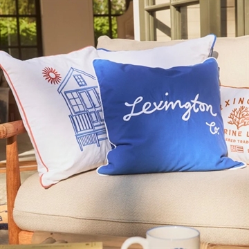 Lexington Beach House Organic Cotton Twill pudebetræk, hvid/blå/koral