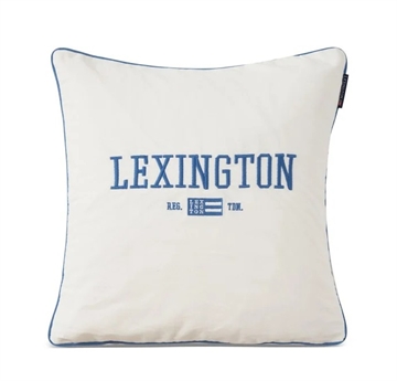Lexington Logo Organic Cotton Twill Pudebetræk, white/blue