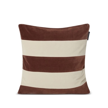 Lexington Block striped organic velour pudebetræk,  Brown