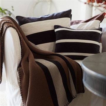 Lexington Block striped organic velour pudebetræk,  mørkegrå