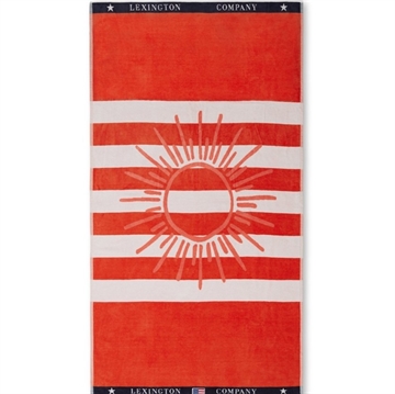 Lexington Graphic Cotton Velour Beach Towel, Coral/white