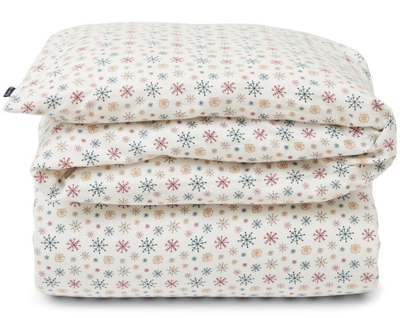 Lexington White/Beige Snowflake Flannel Set, 140x220/60x 63 cm