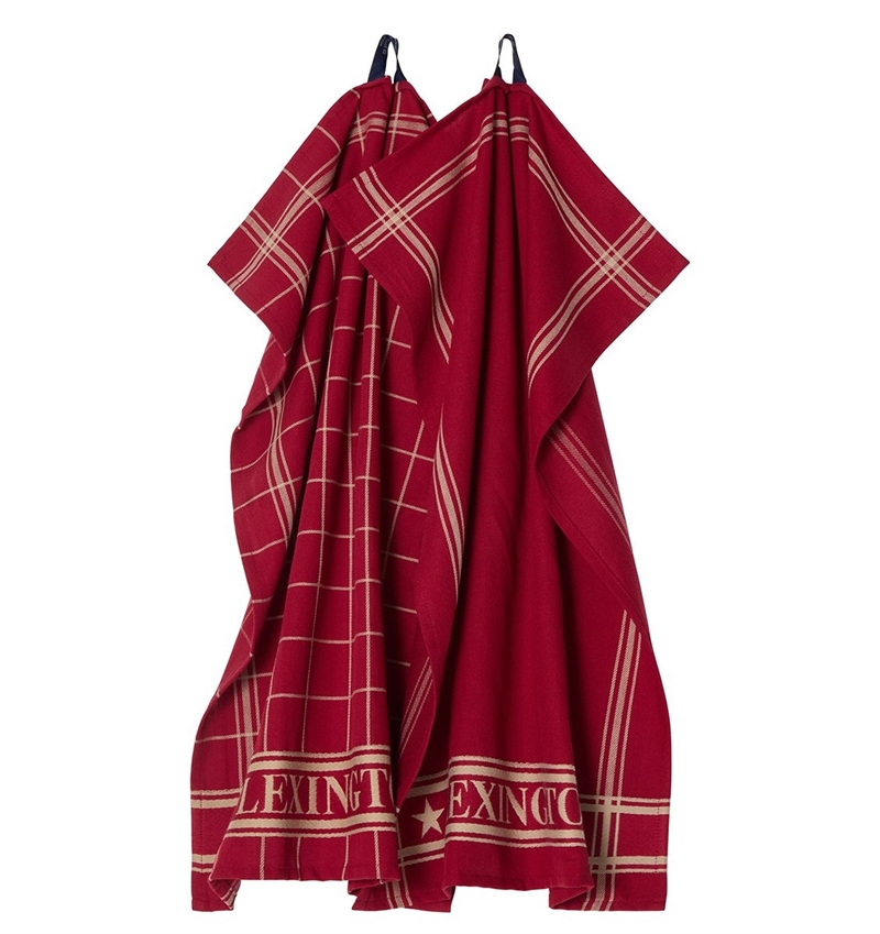 Lexington Cotton Jaquard Kitchen Towel Red-Sæt m. 2