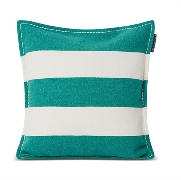 Lexington Block stripe printed recycled cotton pillow cover green/white