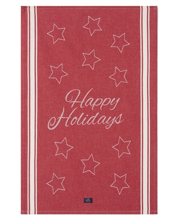 Lexington Happy Holidays Jaquard Kitchen Towel, red