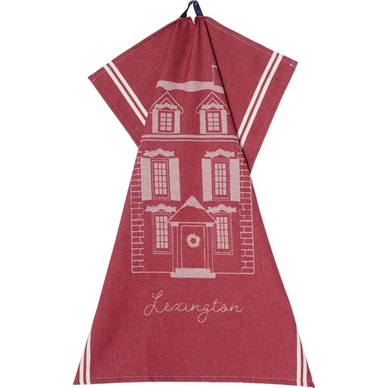 Lexington House Organic Cotton Jacquard Kitchen Towel, Rød