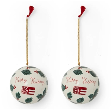 Lexington Papier maché christmas tree ornament (set of 2), white/green