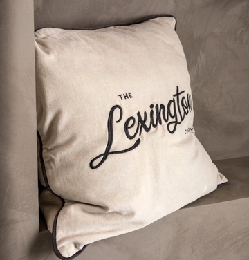 Lexington Organic Cotton Velvet Pillow Cover, Light Beige/Dark Gray