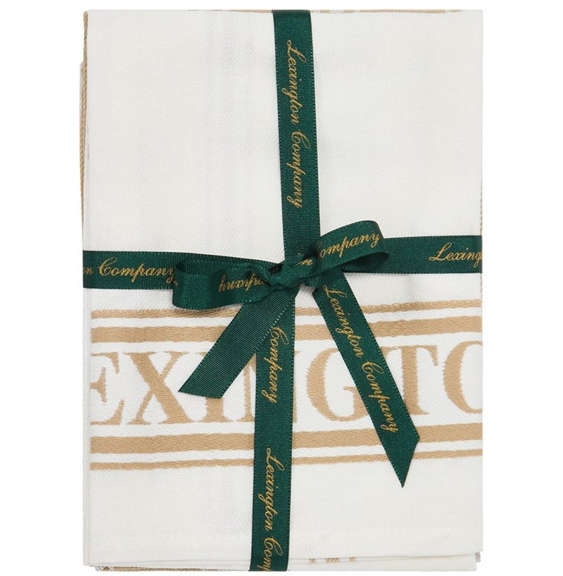 Lexington Cotton Jaquard Kitchen Towel Beige, sæt m. 2 stk.