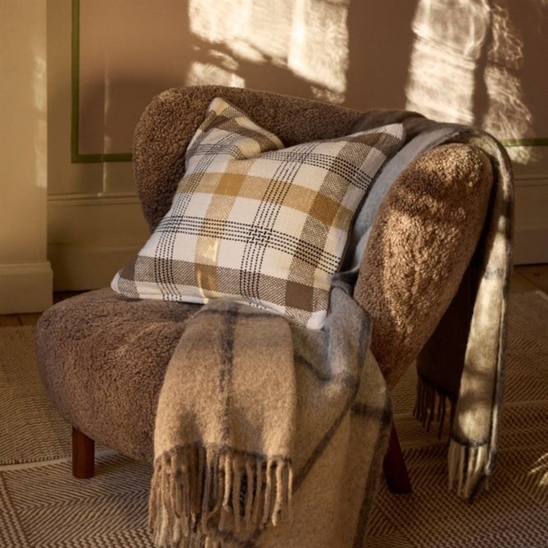 Lexington Checked Recycled Cotton Pudebetræk, Oliven