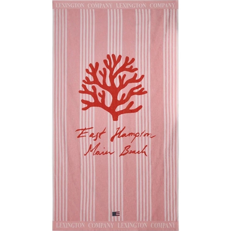 Lexington Long Island Beaches Cotton Velour Beach-Towel, pink/coral