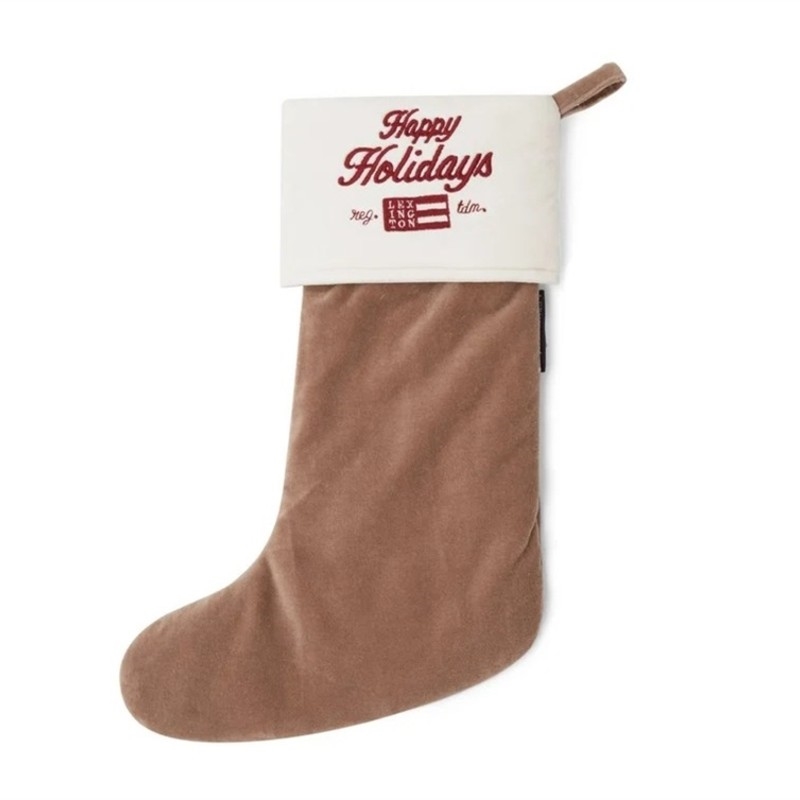Lexington Happy Holidays Organic Cotton Stocking, beige/brown
