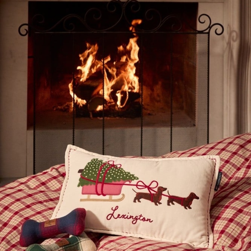 Lexington Dog Sleigh Organic Cotton Velvet Pude 30 x 50 cm