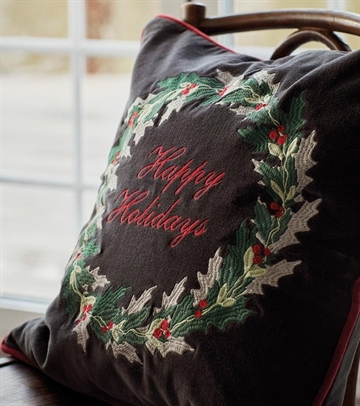 Lexington Holly Wrath Embroidered Cotton Velvet Pudebetræk